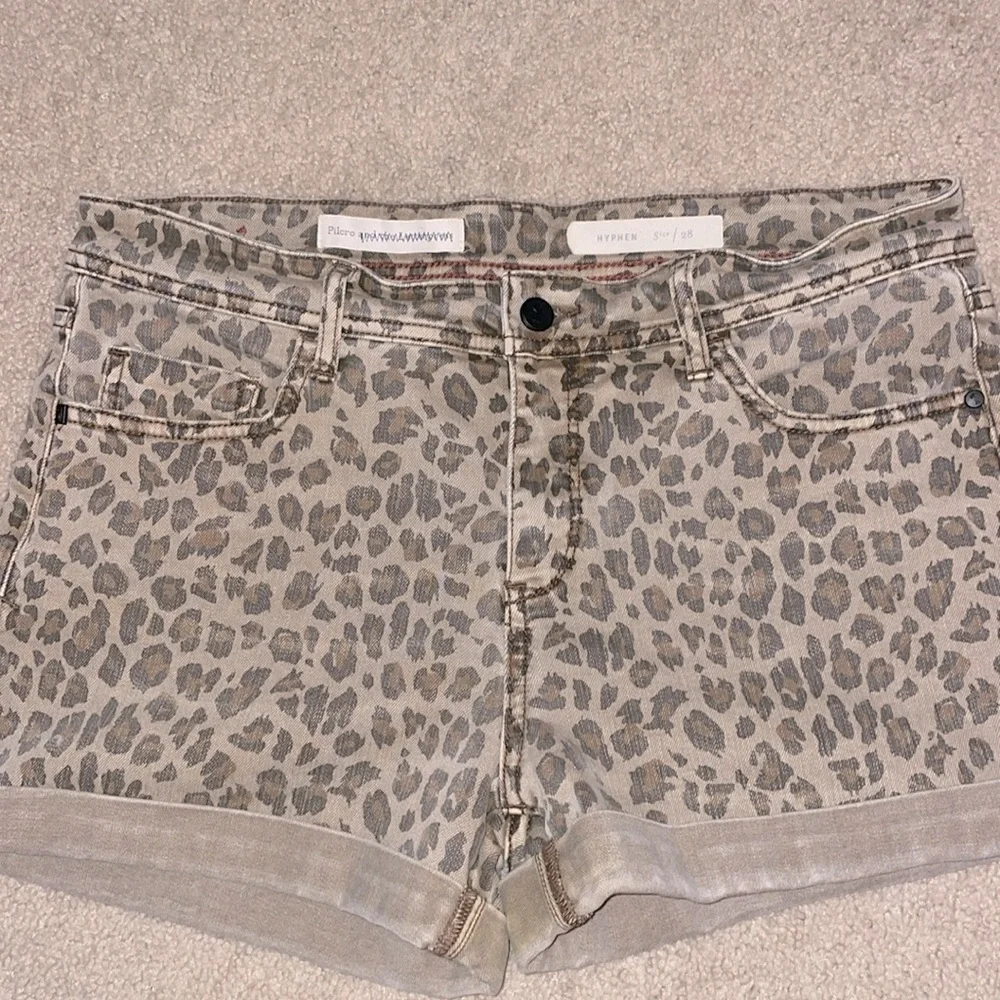Anthropologie Pilcro Hyphen Leopard Jean Shorts Animal Print High Rise - Picture 3 of 6